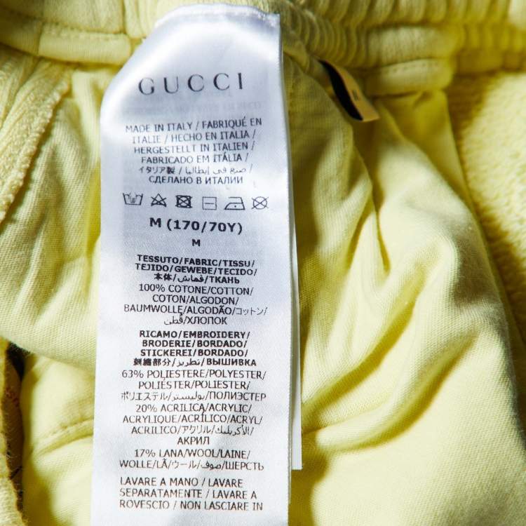 Pre Owned Gucci Yellow Cotton Logo Patch Shorts M