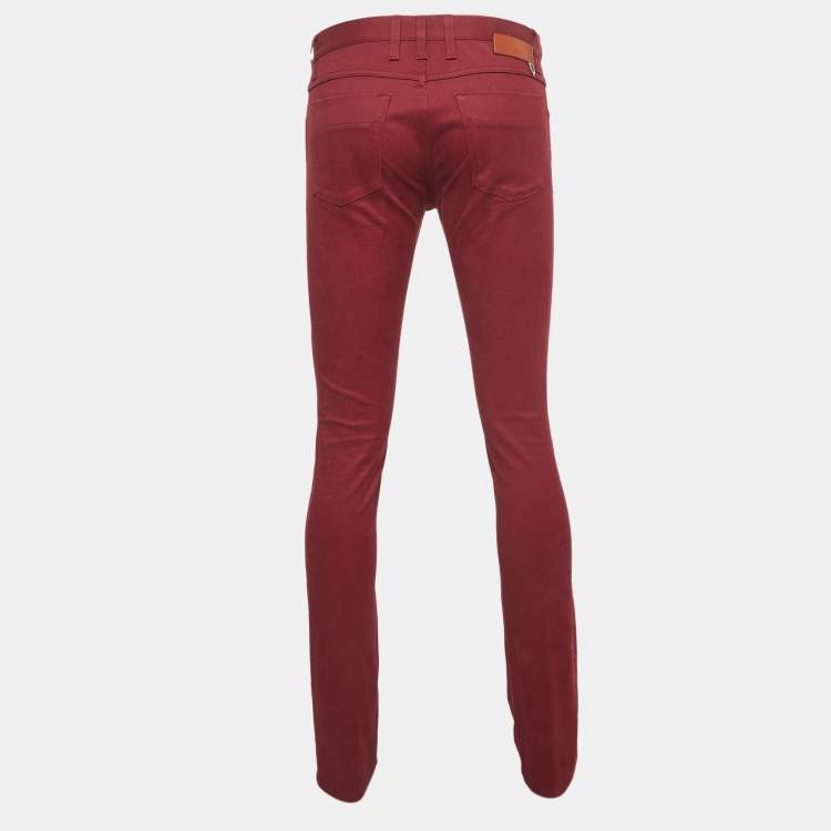 Pre Owned Gucci Burgundy Denim Skinny Fit Jeans Waist 33"