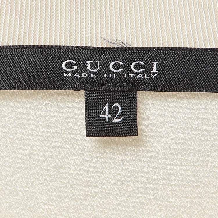 Pre Owned Gucci Beige Crepe Full Sleeves Top M
