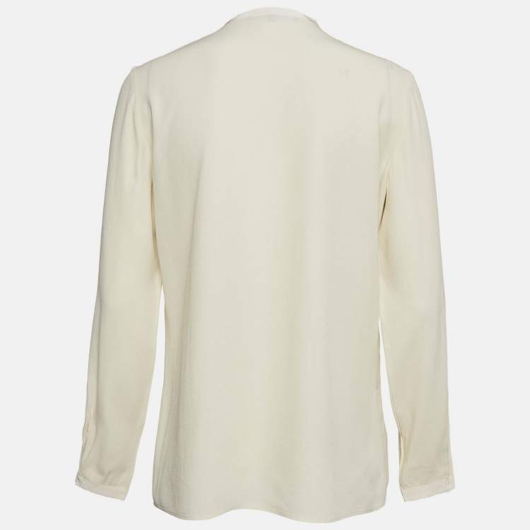 Pre Owned Gucci Beige Crepe Full Sleeves Top M