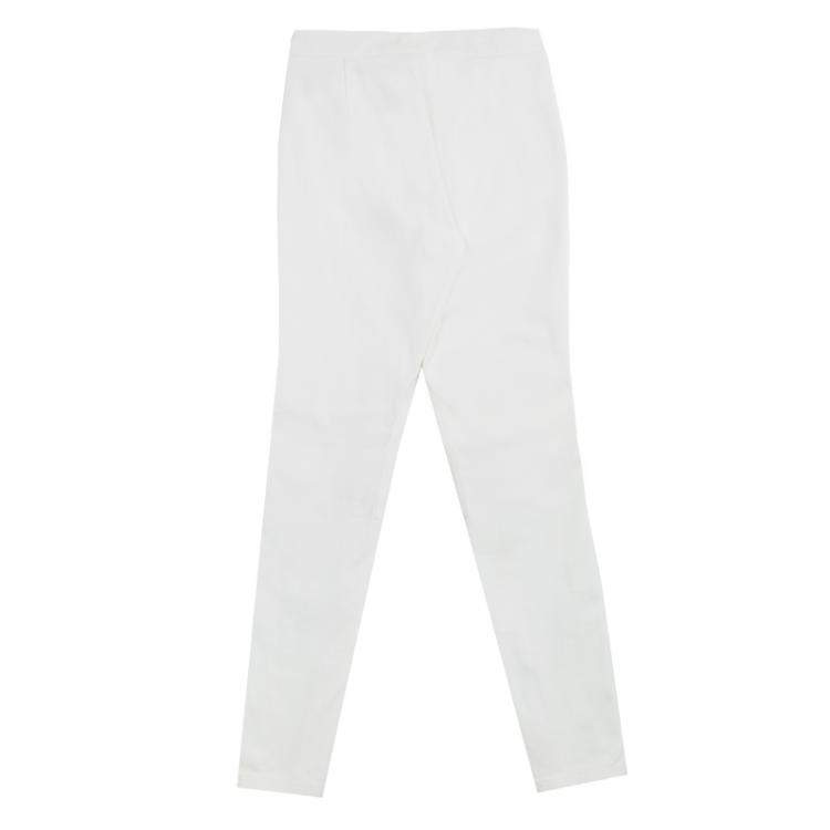 Pre Owned Gucci Cream High Waist Slim Fit Pants S