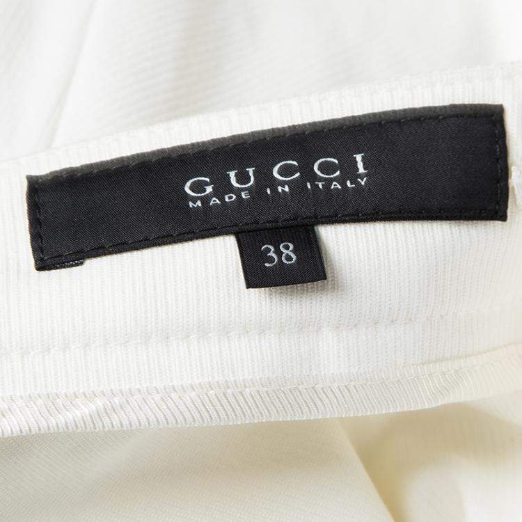 Pre Owned Gucci Cream High Waist Slim Fit Pants S