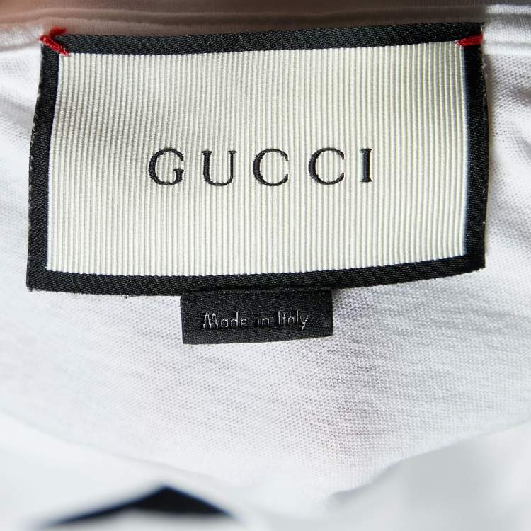 Pre Owned Gucci White L'Aveugle Par Amour Print Cotton Crew Neck T-Shirt L