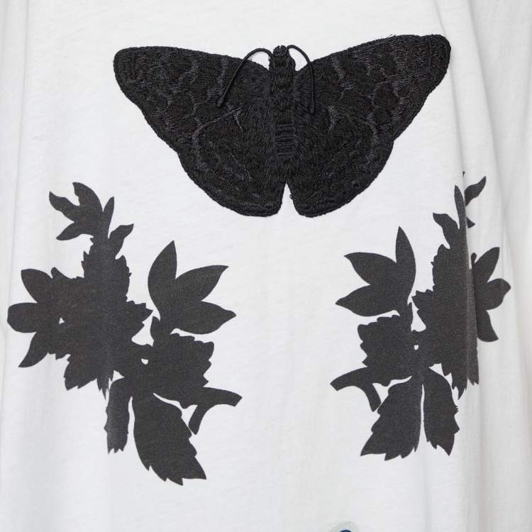 Pre Owned Gucci White L'Aveugle Par Amour Print Cotton Crew Neck T-Shirt L