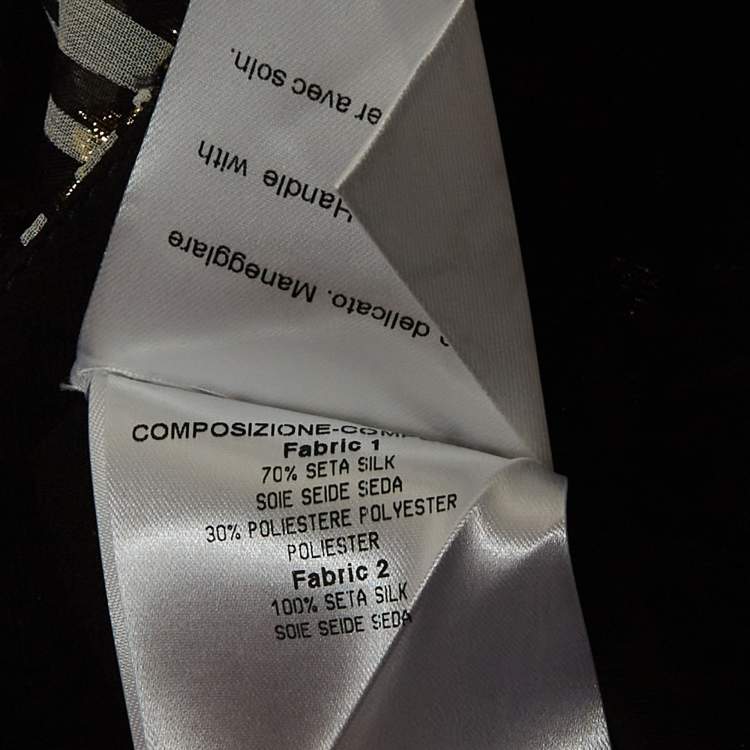 Pre Owned Gucci Black & White Silk Brocade Tie Up Pants S