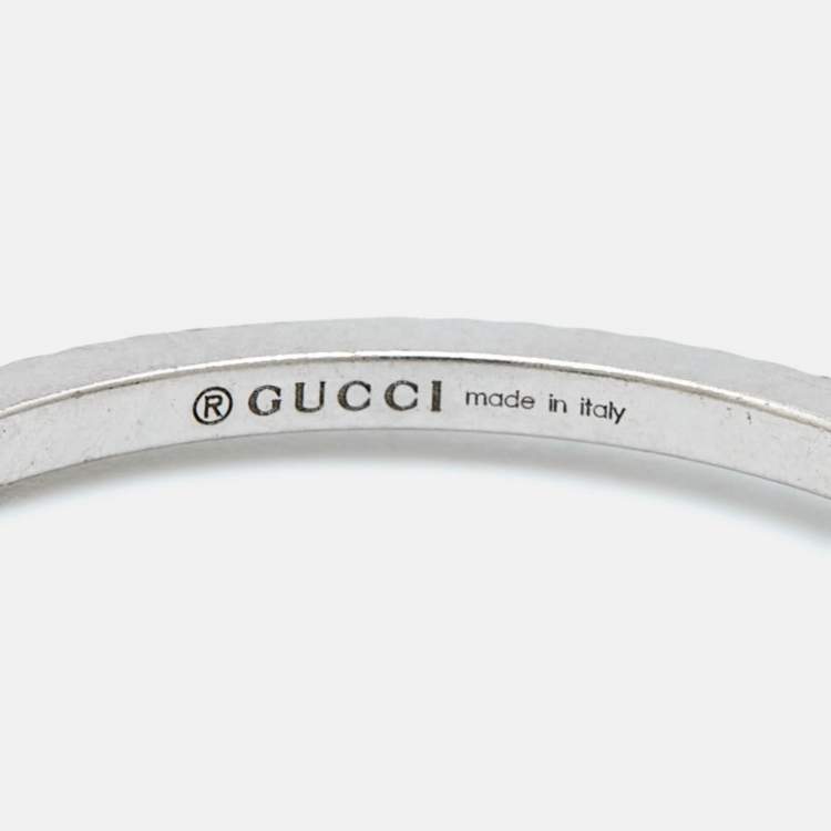 Pre Owned Gucci GG Running 18k White Gold Charm Ring Size 56