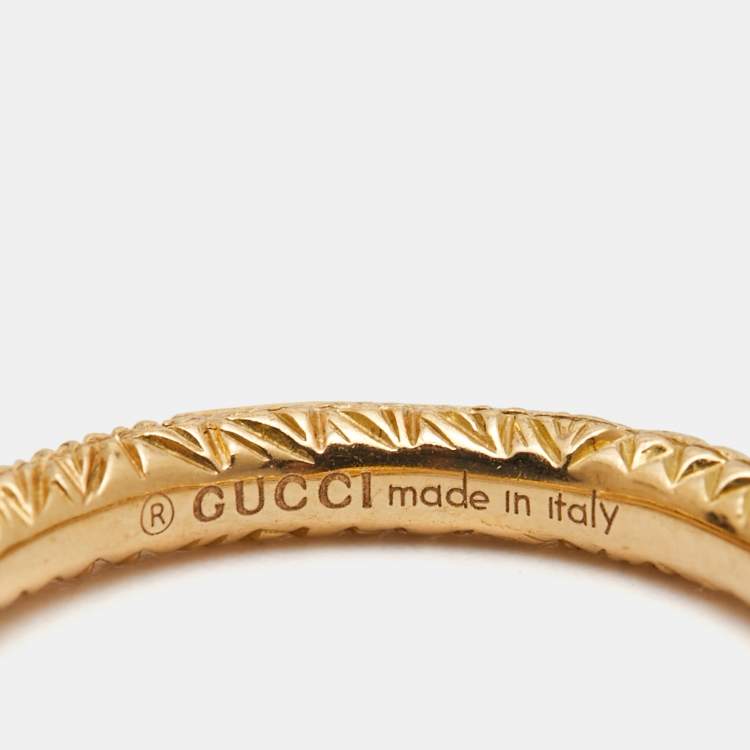 Pre Owned Gucci Ouroboros Multi Gemstone 18k Yellow Gold Ring Size 52