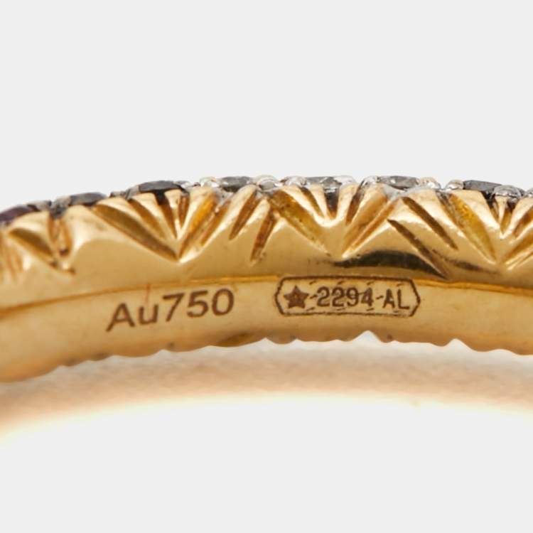 Pre Owned Gucci Ouroboros Multi Gemstone 18k Yellow Gold Ring Size 52