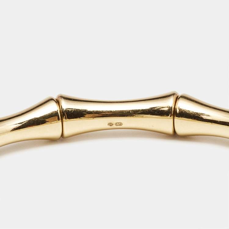 Pre Owned Gucci Bamboo 18k Yellow Gold Strechable Bangle Bracelet 17