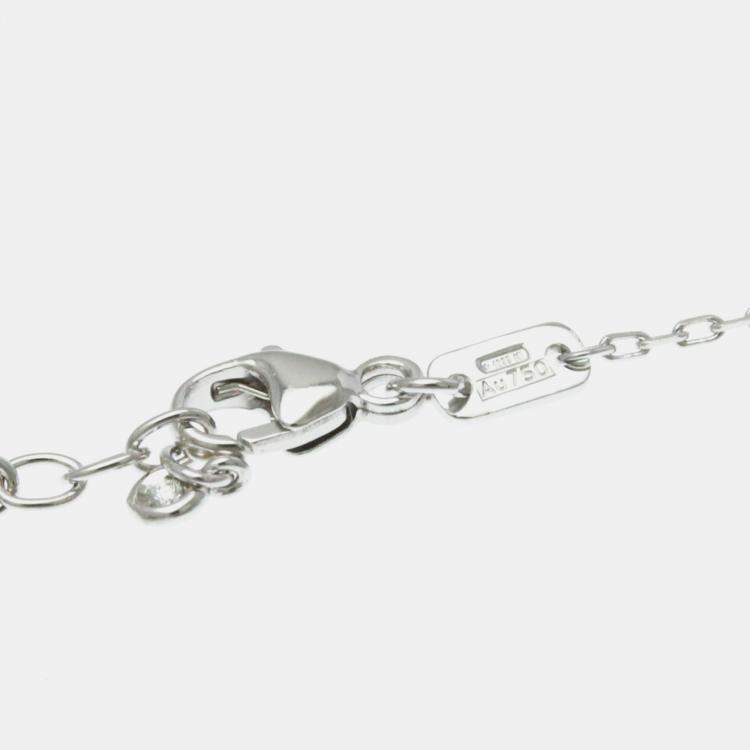 Pre Owned Gucci Silver 18K White Gold Diamond GG Running Diamond Necklace