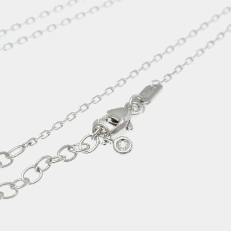 Pre Owned Gucci Silver 18K White Gold Diamond GG Running Diamond Necklace