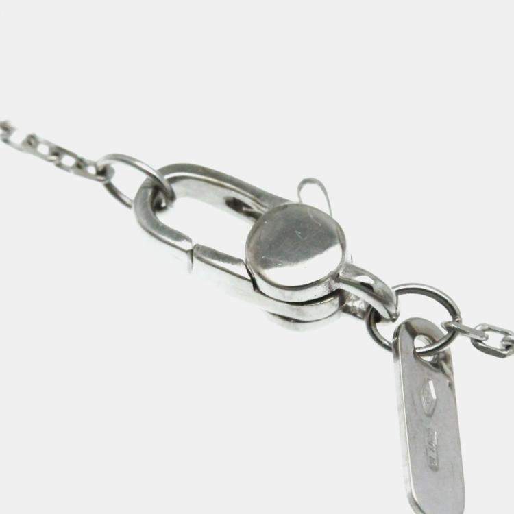 Pre Owned Gucci 18K White Gold and Diamond Icon Toile Pendant Necklace