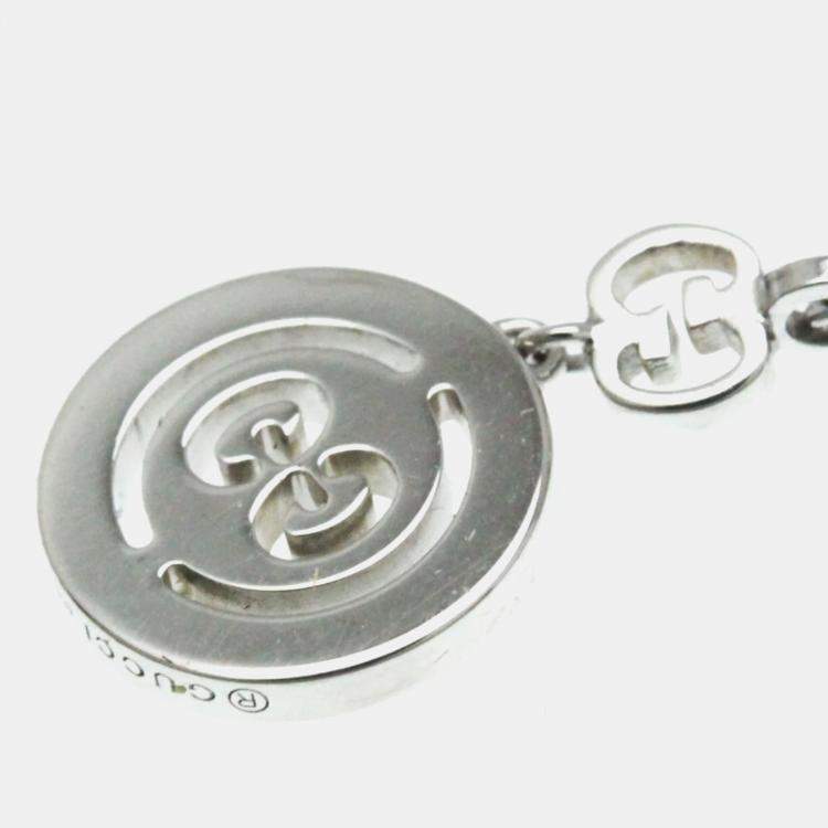 Pre Owned Gucci 18K White Gold and Diamond Icon Toile Pendant Necklace