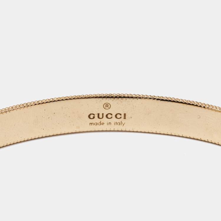 Pre Owned Gucci GG Icon Blossom Enamel 18k Rose Gold Cuff Bracelet 18