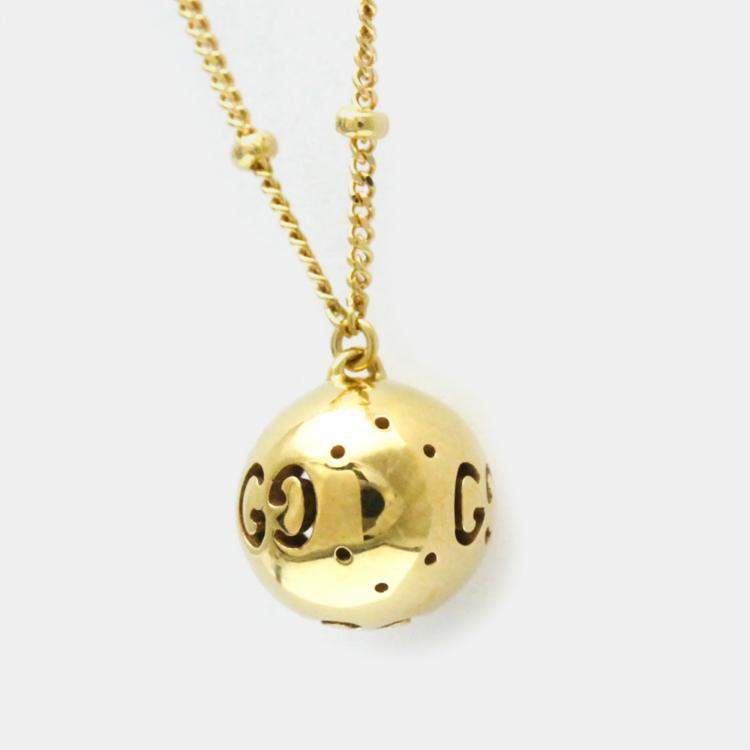 Pre Owned Gucci 18K Yellow Gold Icon Ball Pendant Necklace