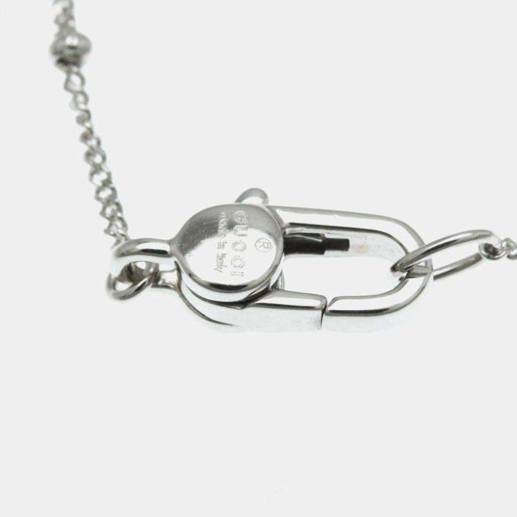 Pre Owned Gucci 18K White Gold Icon Ball Pendant Necklace