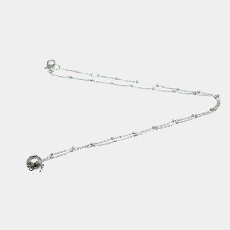 Pre Owned Gucci 18K White Gold Icon Ball Pendant Necklace