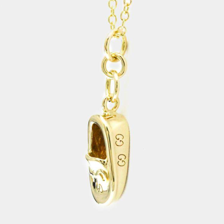 Pre Owned Gucci Bit Loafer Necklace Yellow Gold 18K No Stone Necklace 