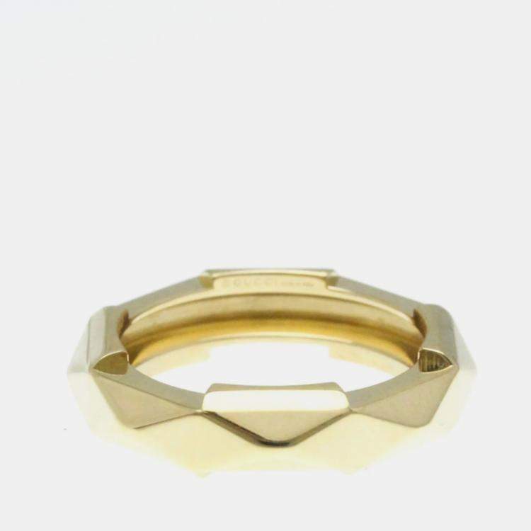 Pre Owned Gucci Studded 18K Yellow Gold Band Ring
