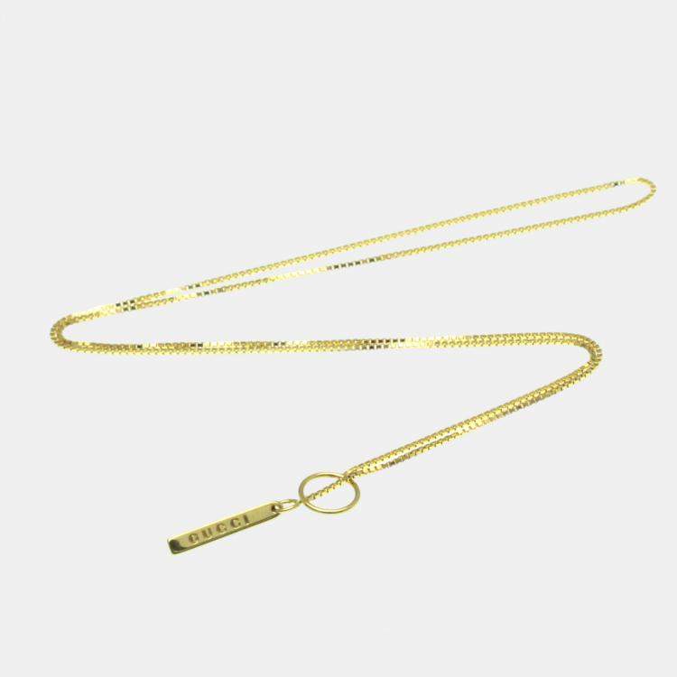Pre Owned Gucci GG 18K Yellow Gold Lariat Necklace