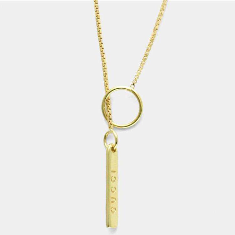 Pre Owned Gucci GG 18K Yellow Gold Lariat Necklace