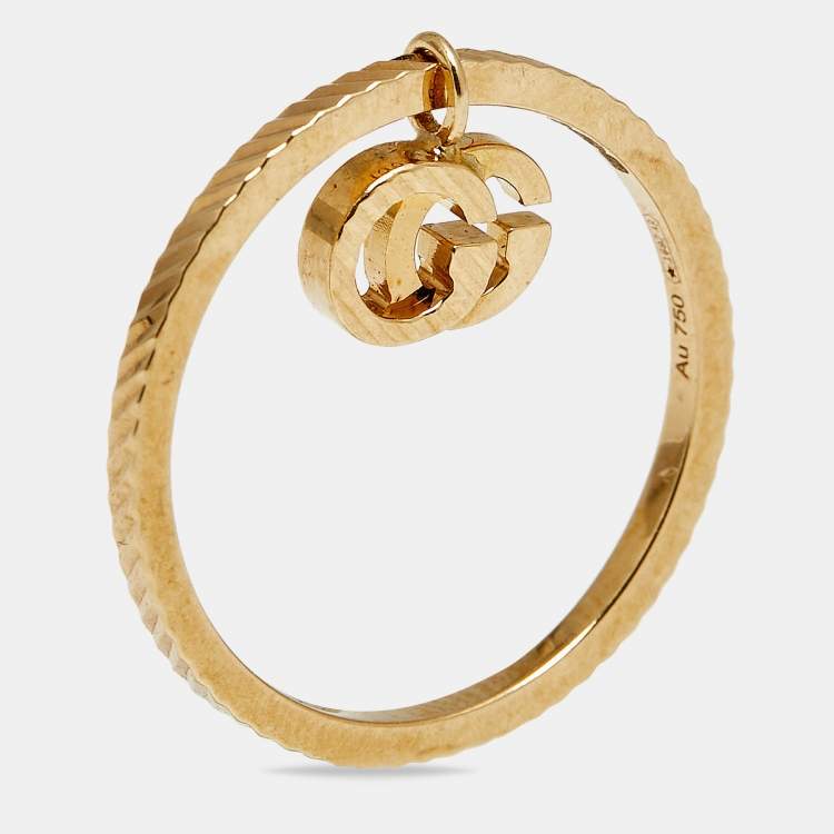 Pre Owned Gucci GG Running 18k Yellow Gold Charm Ring Size 49