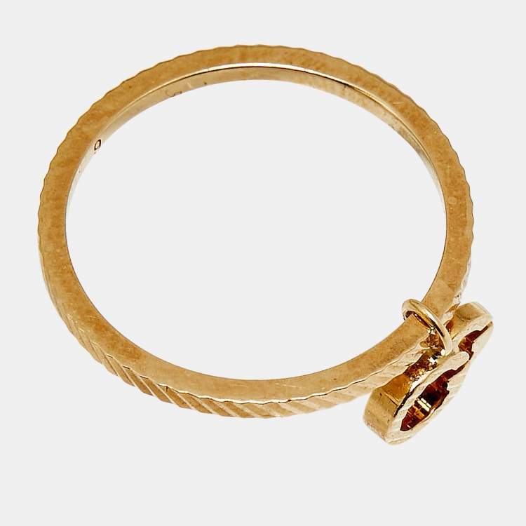 Pre Owned Gucci GG Running 18k Yellow Gold Charm Ring Size 49