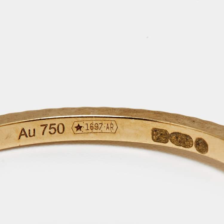 Pre Owned Gucci GG Running 18k Yellow Gold Charm Ring Size 49