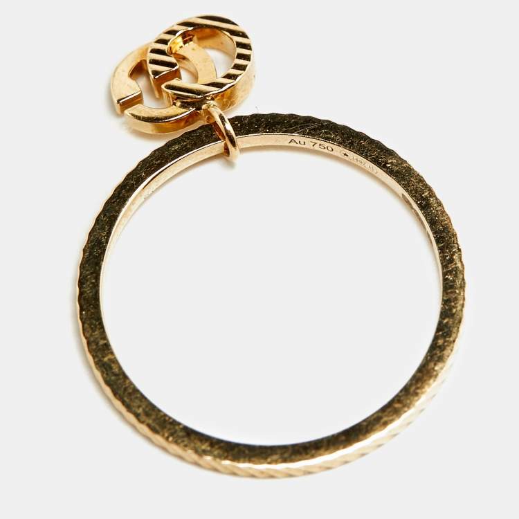Pre Owned Gucci GG Running 18k Yellow Gold Charm Ring Size 49