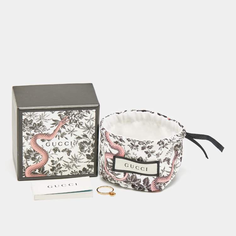 Pre Owned Gucci GG Running 18k Yellow Gold Charm Ring Size 49