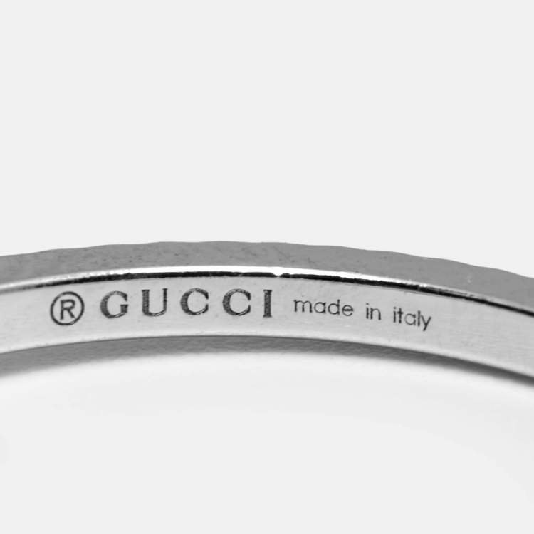 Pre Owned Gucci GG Running 18k White Gold Charm Ring Size 51