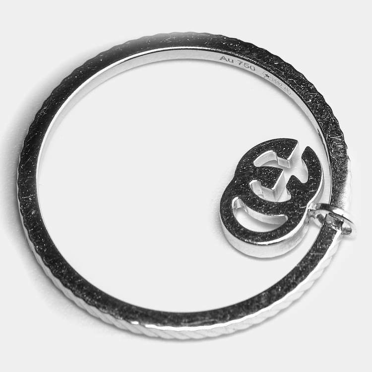 Pre Owned Gucci GG Running 18k White Gold Charm Ring Size 51