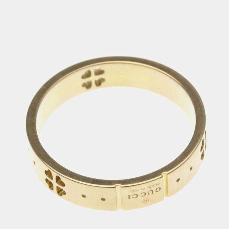 Pre Owned Gucci Icon Clover Ring Pink Gold 18K Fashion No Stone Band Ring Pink Gold