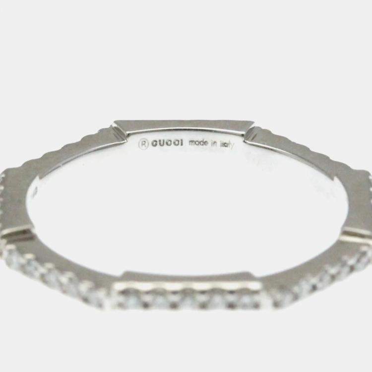 Pre Owned Gucci Link To Love Ring White Gold 18K Fashion Diamond Band Ring Silver