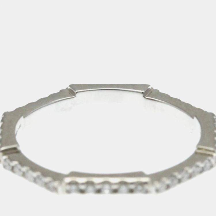 Pre Owned Gucci Link To Love Ring White Gold 18K Fashion Diamond Band Ring Silver