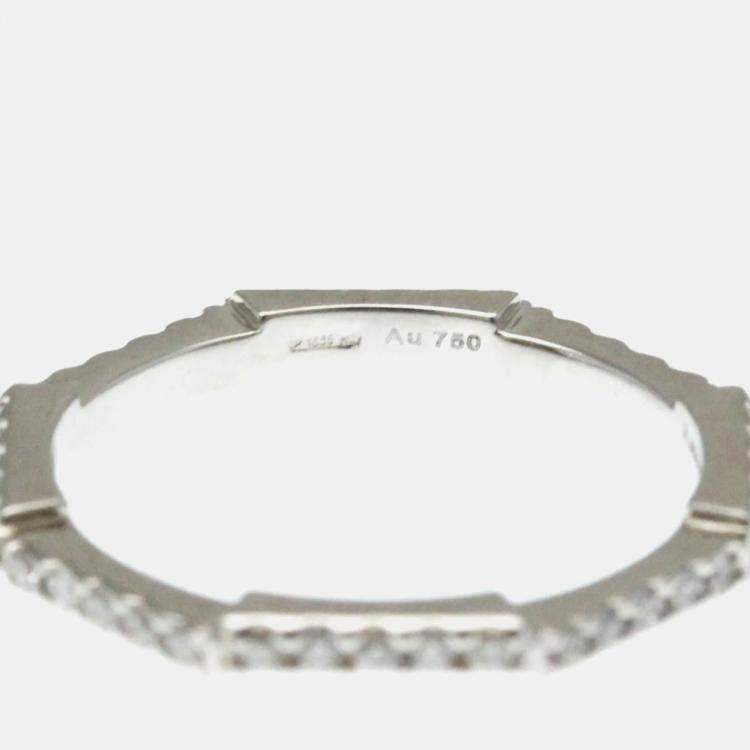 Pre Owned Gucci Link To Love Ring White Gold 18K Fashion Diamond Band Ring Silver