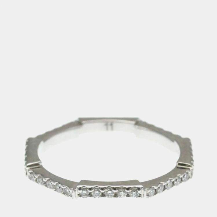 Pre Owned Gucci Link To Love Ring White Gold 18K Fashion Diamond Band Ring Silver