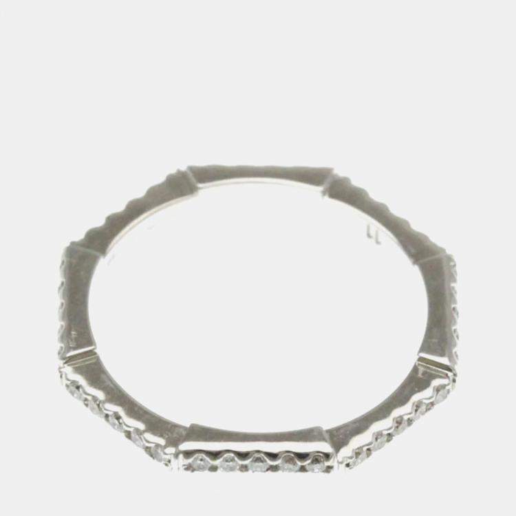 Pre Owned Gucci Link To Love Ring White Gold 18K Fashion Diamond Band Ring Silver
