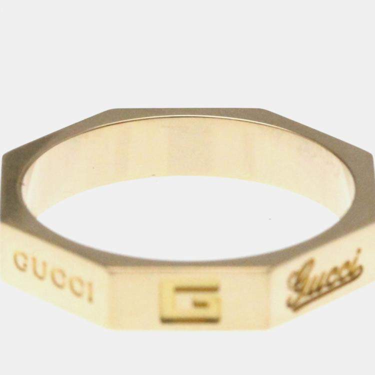 Pre Owned Gucci Octagonal Ring Pink Gold 18K Fashion No Stone Band Ring Pink Gold