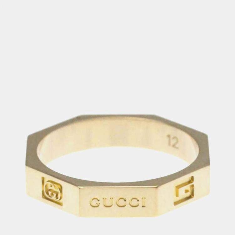 Pre Owned Gucci Octagonal Ring Pink Gold 18K Fashion No Stone Band Ring Pink Gold