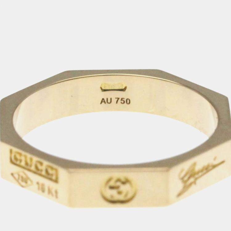 Pre Owned Gucci Octagonal Ring Pink Gold 18K Fashion No Stone Band Ring Pink Gold