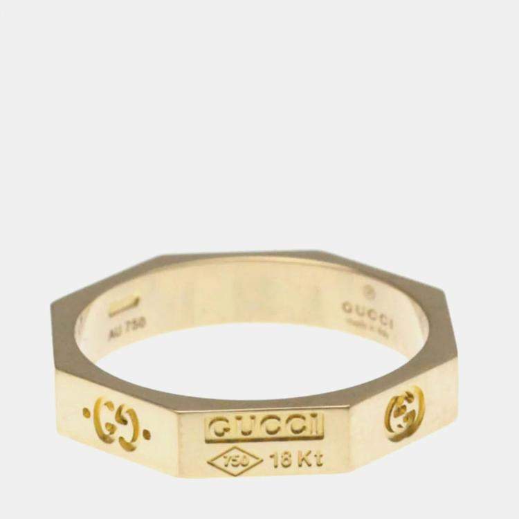 Pre Owned Gucci Octagonal Ring Pink Gold 18K Fashion No Stone Band Ring Pink Gold