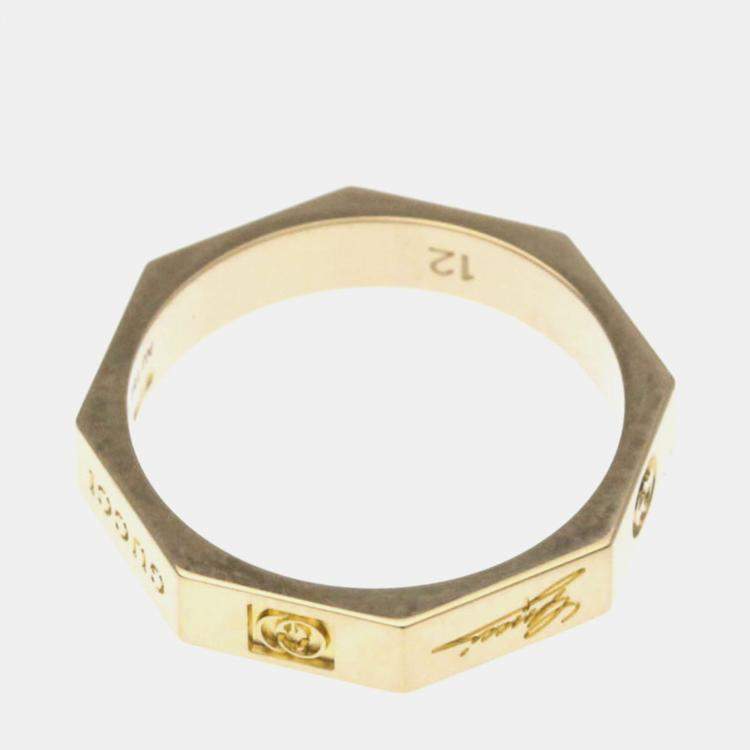 Pre Owned Gucci Octagonal Ring Pink Gold 18K Fashion No Stone Band Ring Pink Gold