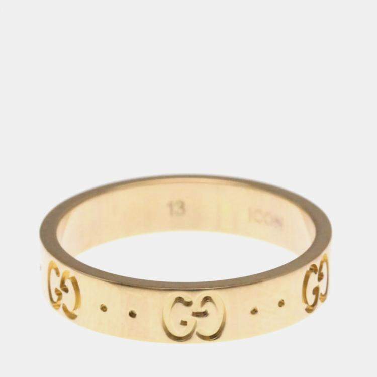 Pre Owned Gucci 18K Pink Gold Fashion Band Ring EU 53