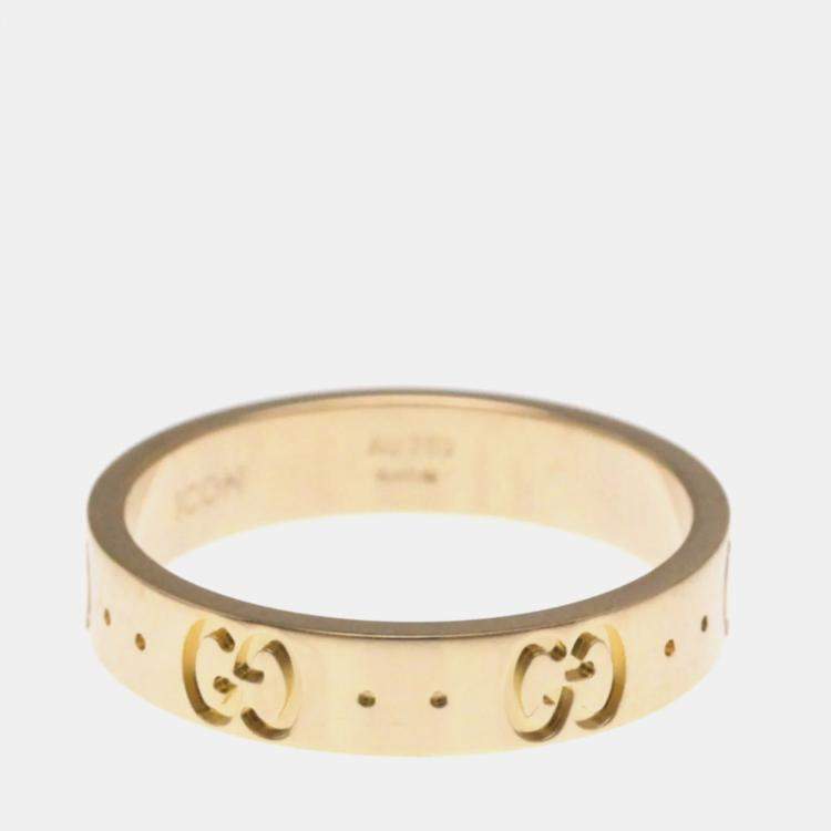 Pre Owned Gucci 18K Pink Gold Fashion Band Ring EU 53