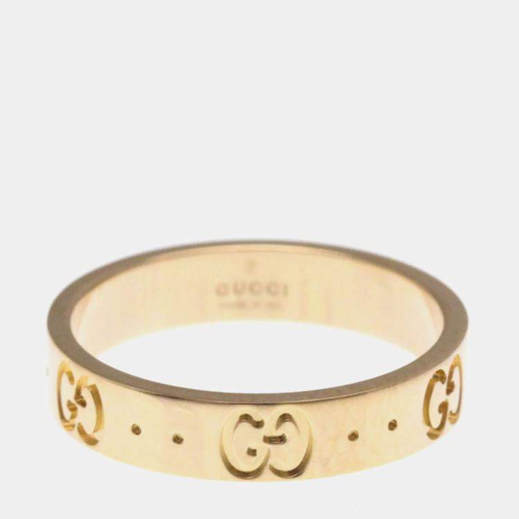 Pre Owned Gucci 18K Pink Gold Fashion Band Ring EU 53