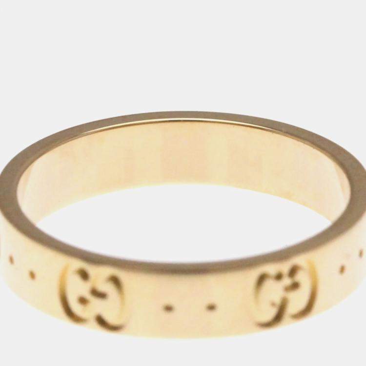 Pre Owned Gucci 18K Pink Gold Fashion Band Ring EU 53