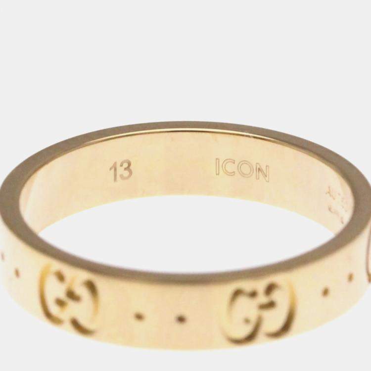 Pre Owned Gucci 18K Pink Gold Fashion Band Ring EU 53