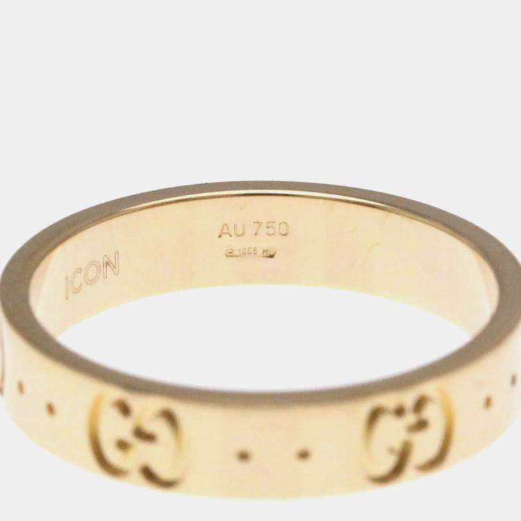 Pre Owned Gucci 18K Pink Gold Fashion Band Ring EU 53