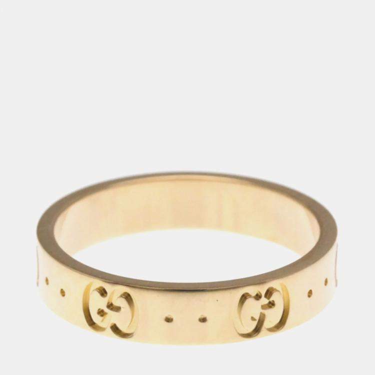 Pre Owned Gucci 18K Pink Gold Fashion Band Ring EU 53